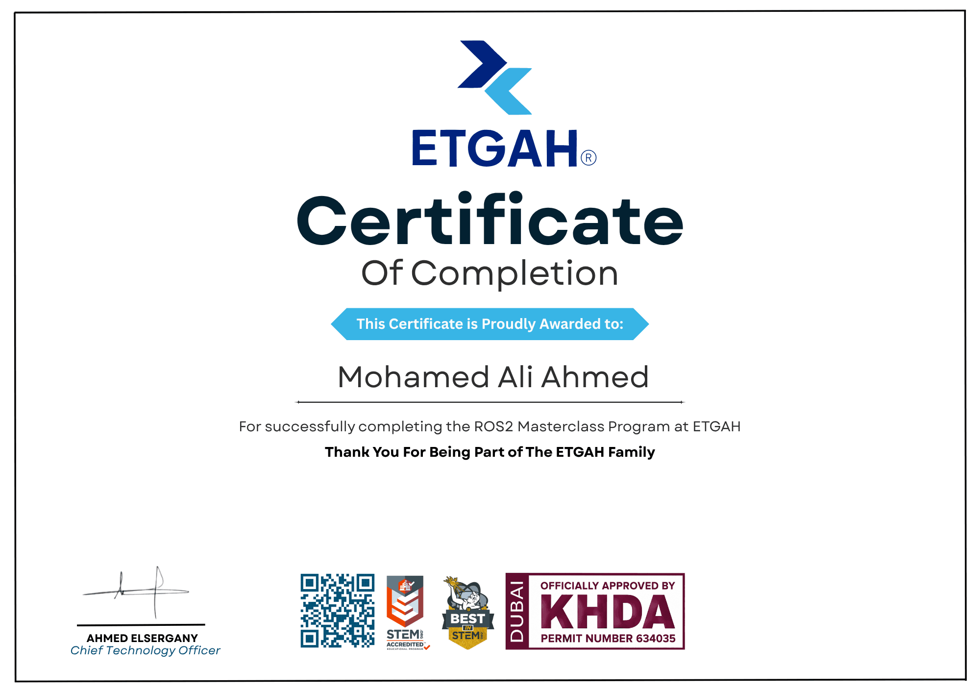 ETGAH verified certificate